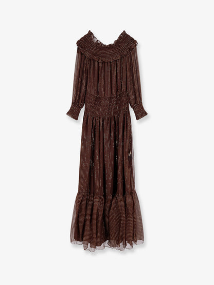 Georgette long dress with lurex detail thumbnail