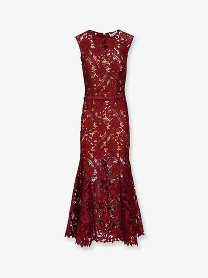 Lace Midi Dress with belt thumbnail