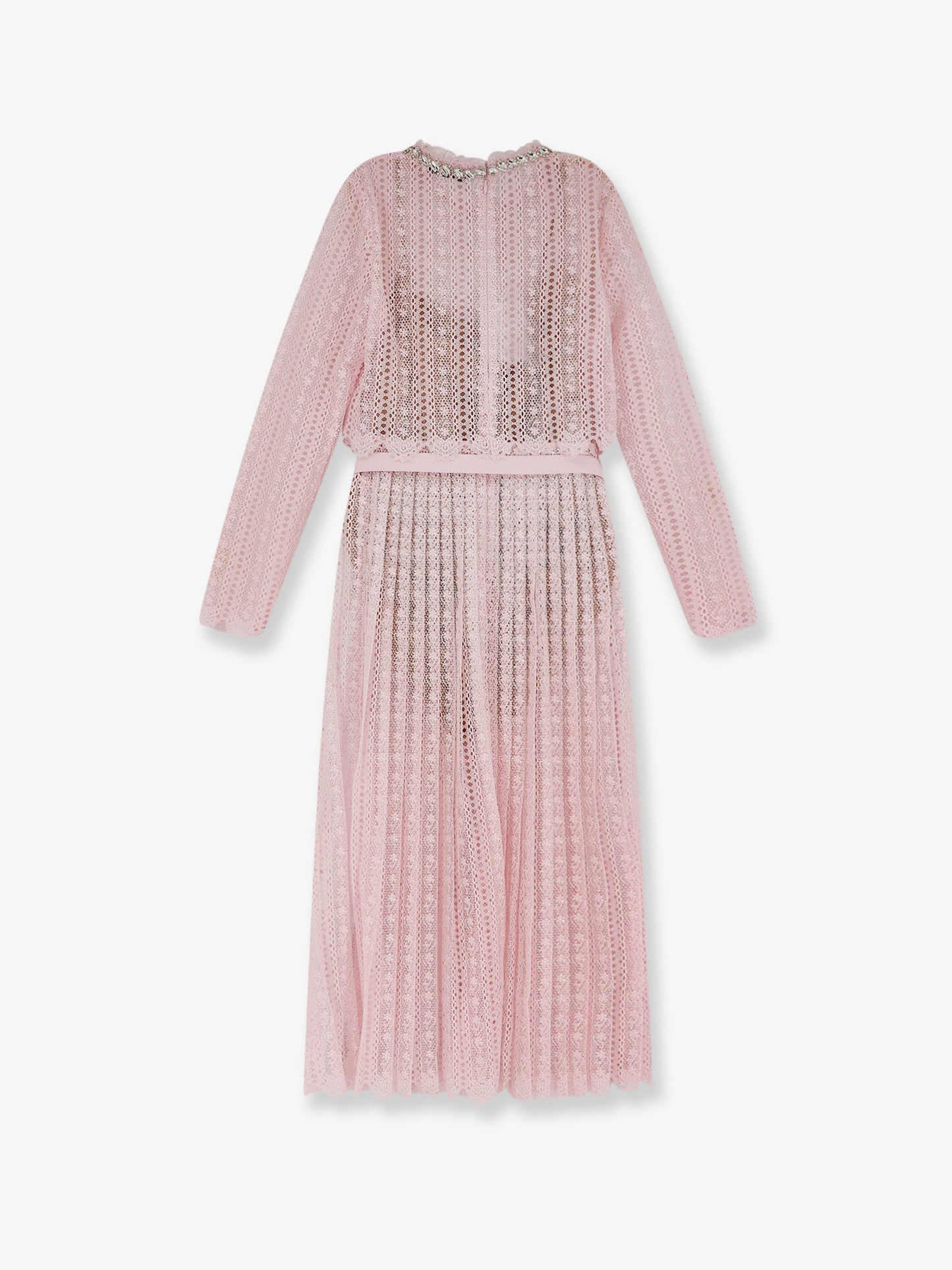 Lace long dress with belt