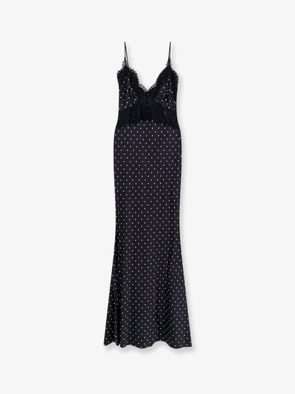Polka-dots satin long dress thumbnail