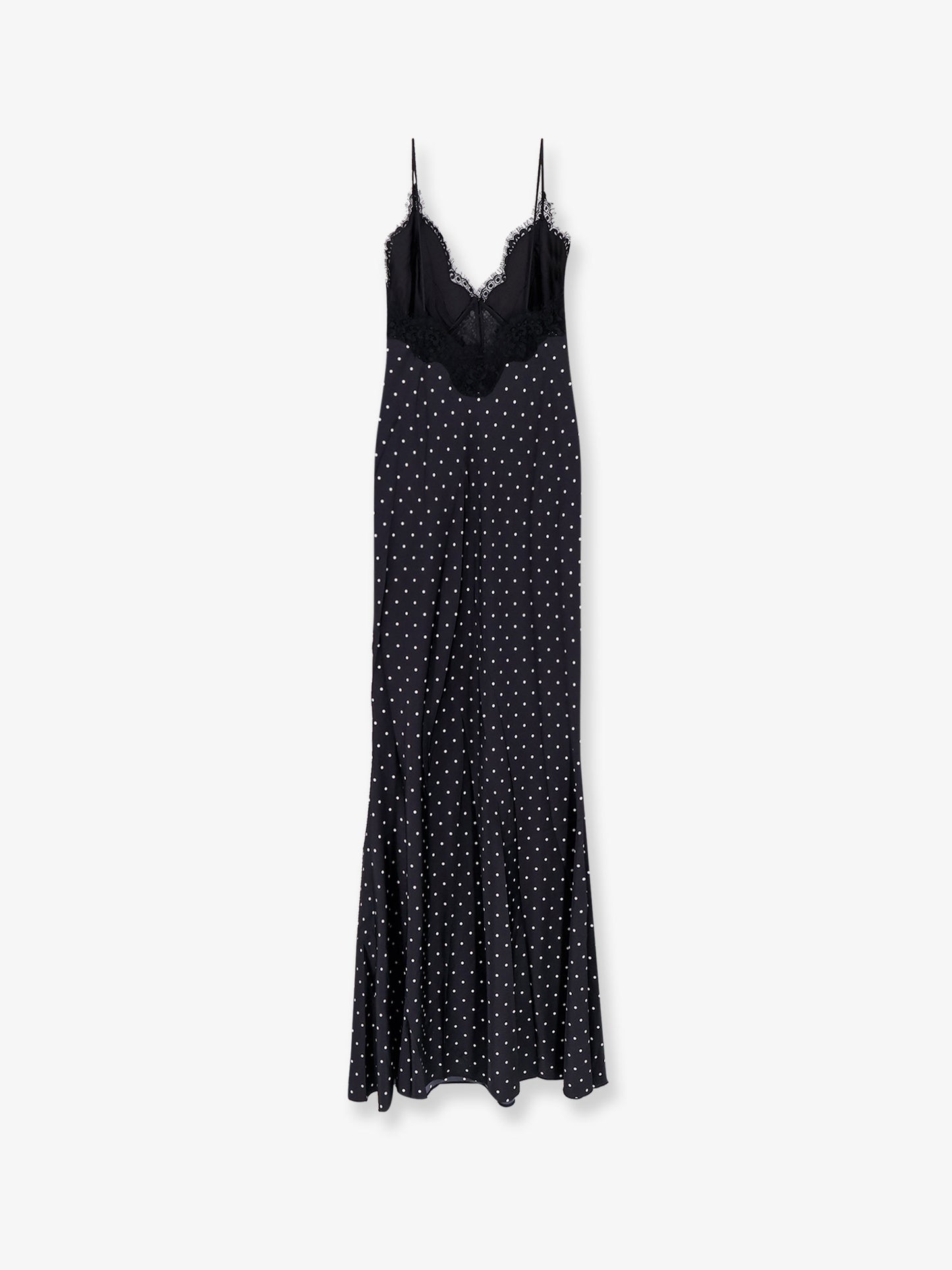 Polka-dots satin long dress