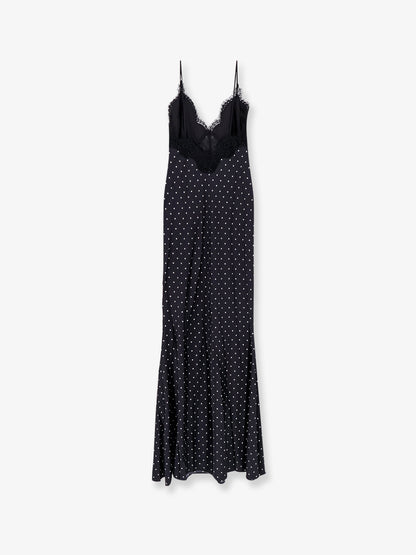 Polka-dots satin long dress thumbnail