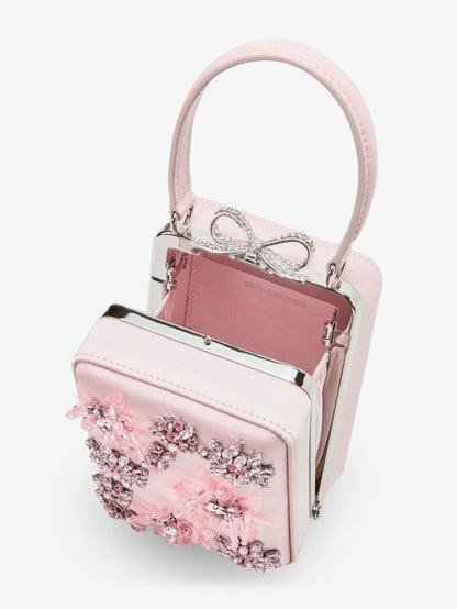 Satin crossbody bag with crystal details thumbnail