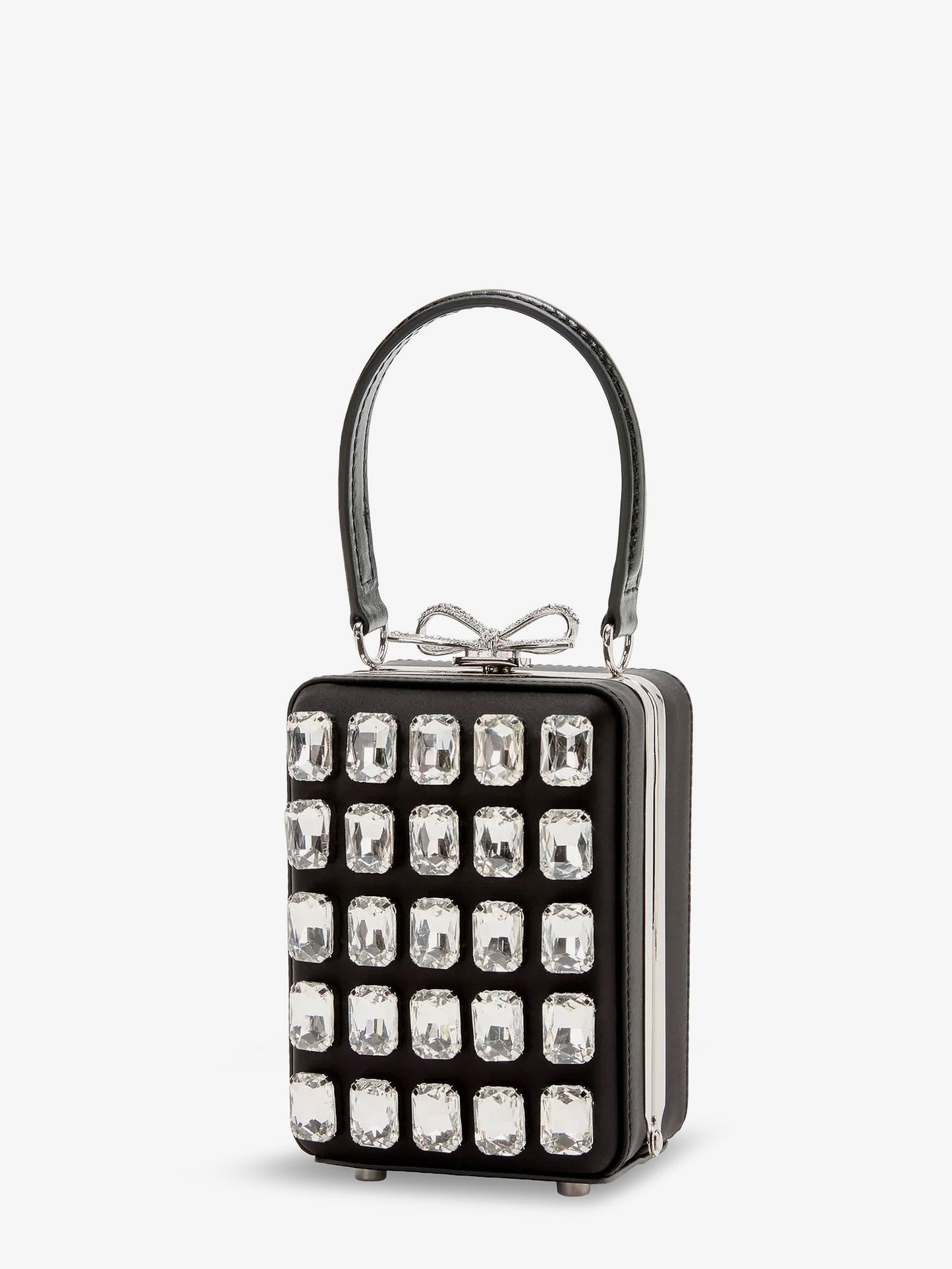 Satin shoulder bag with crystals