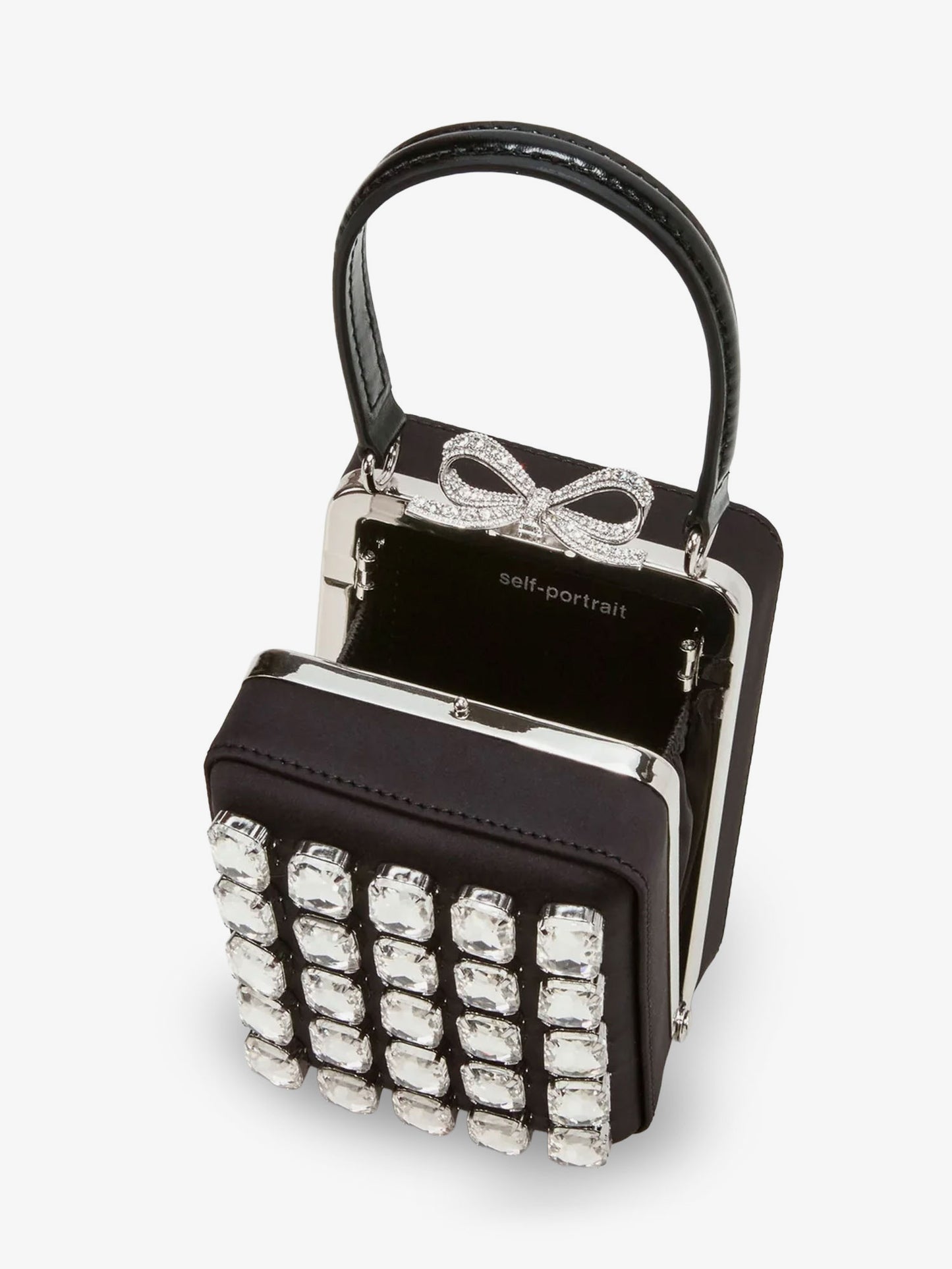 Satin shoulder bag with crystals