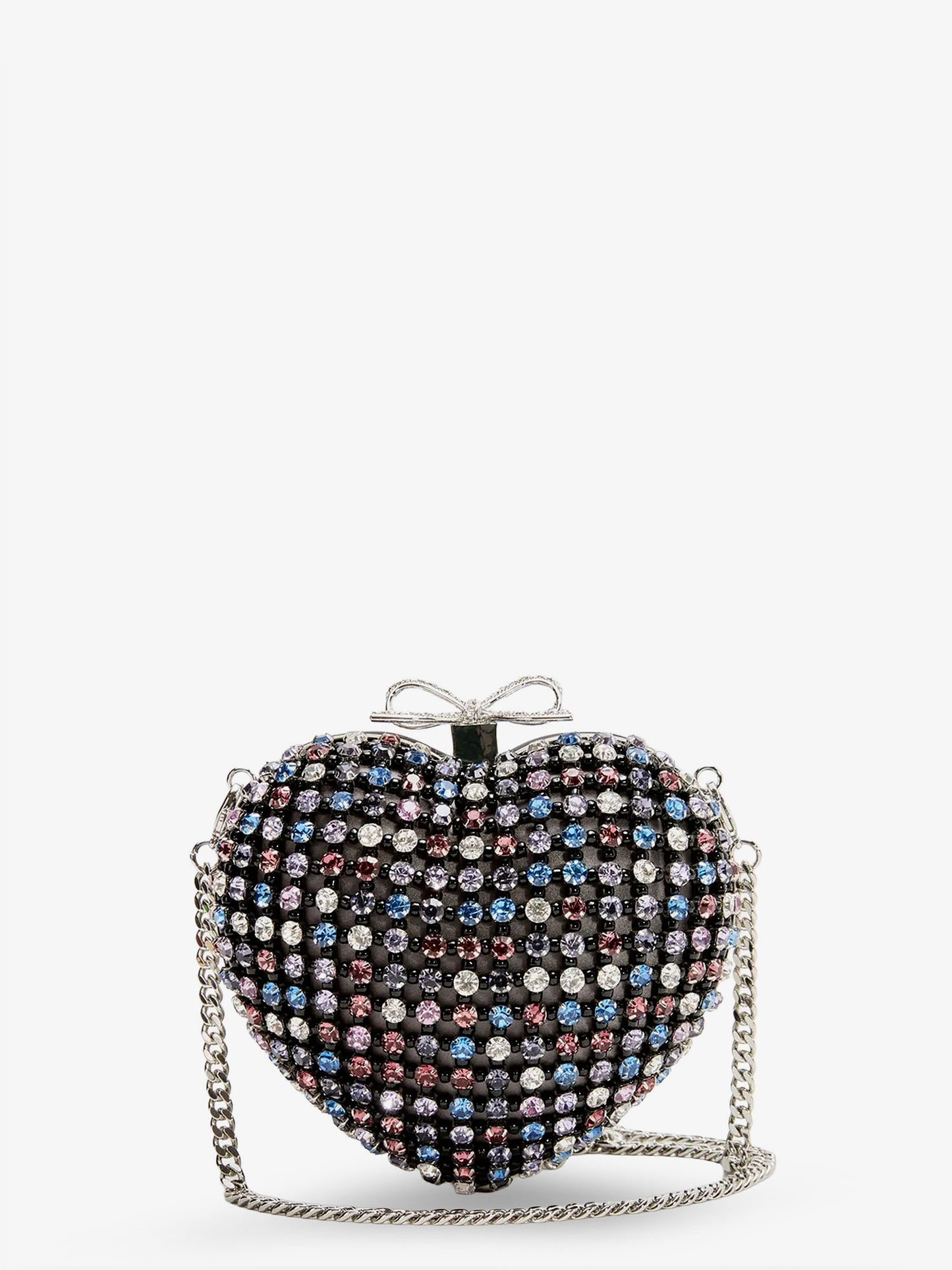 Crystal heart clutch bag