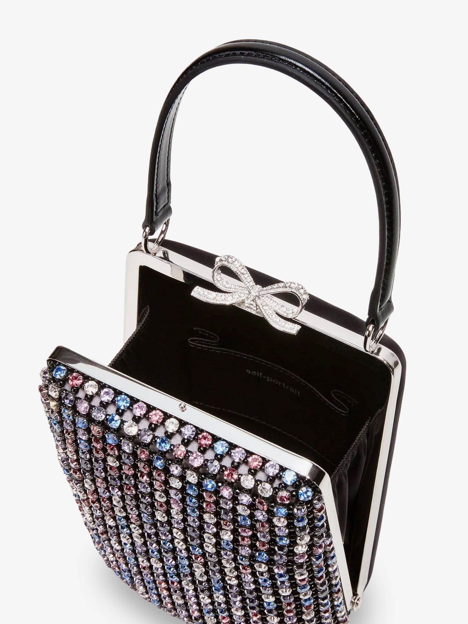 Leather crossbody bag with all-over crystals SELF PORTRAIT