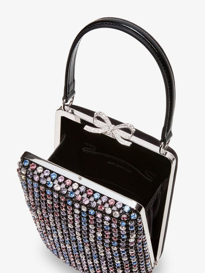 Leather crossbody bag with all-over crystals thumbnail