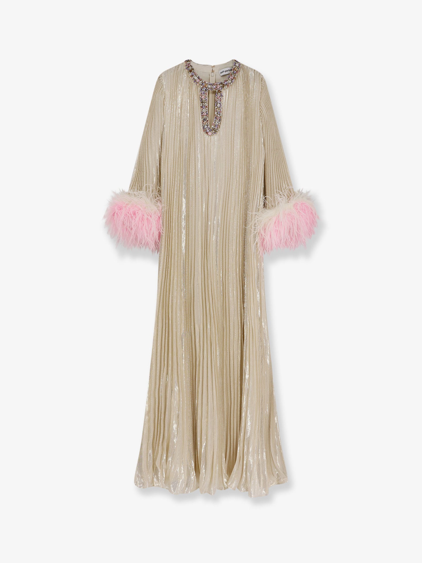 Silk and metallic fibre long dress