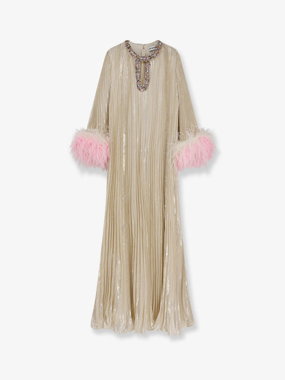 Silk and metallic fibre long dress thumbnail