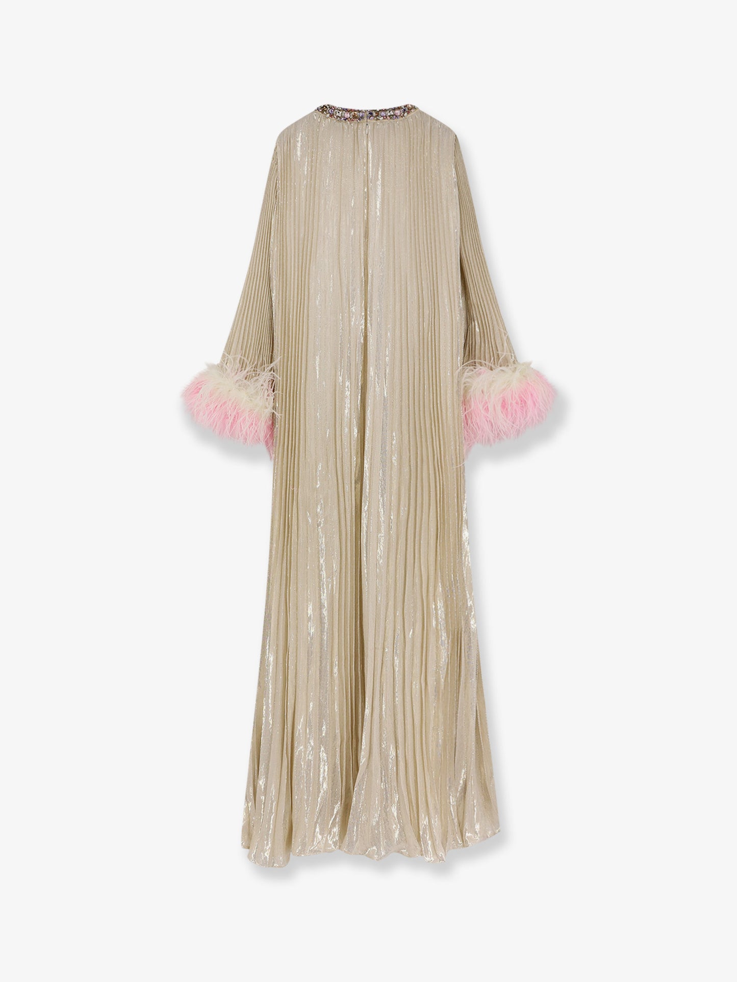 Silk and metallic fibre long dress