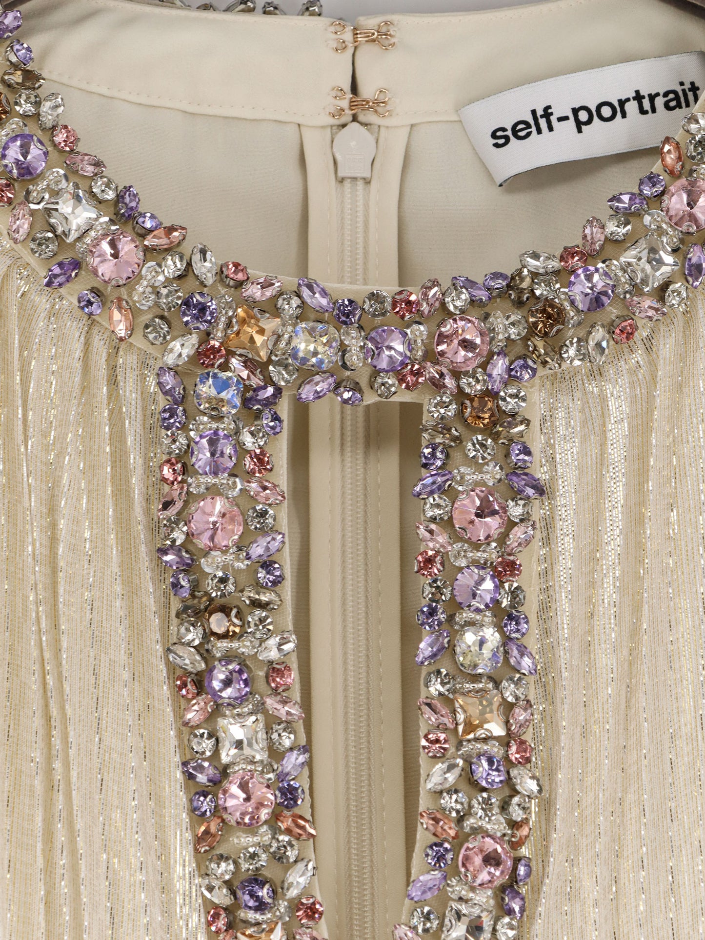 Silk and metallic fibre long dress