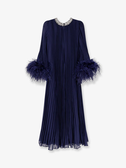 Chiffon long dress with ostrich feathers thumbnail