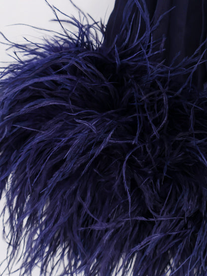 Chiffon long dress with ostrich feathers thumbnail