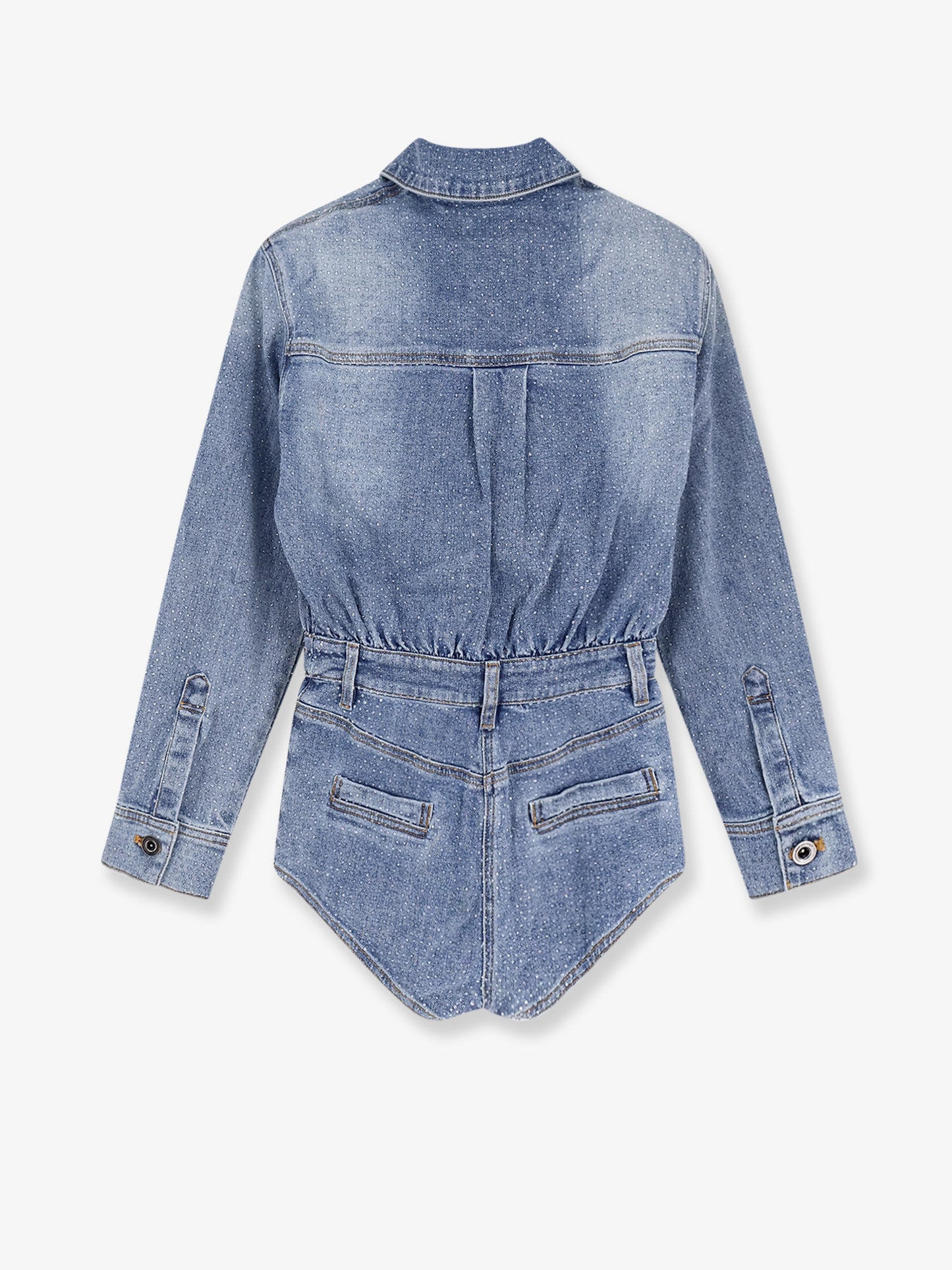 Denim jumpsuit with rhinestones