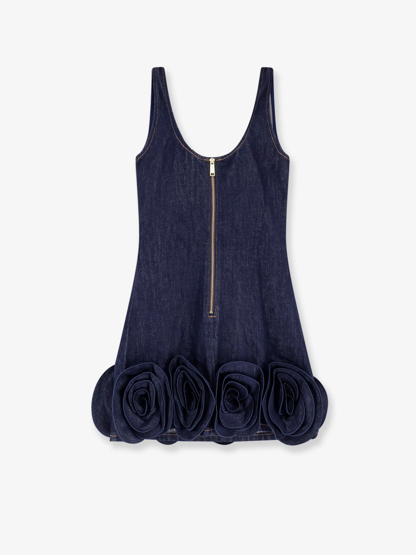 Denim mini dress with 3D flowers