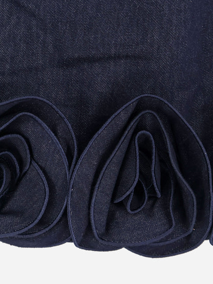 Denim mini dress with 3D flowers thumbnail