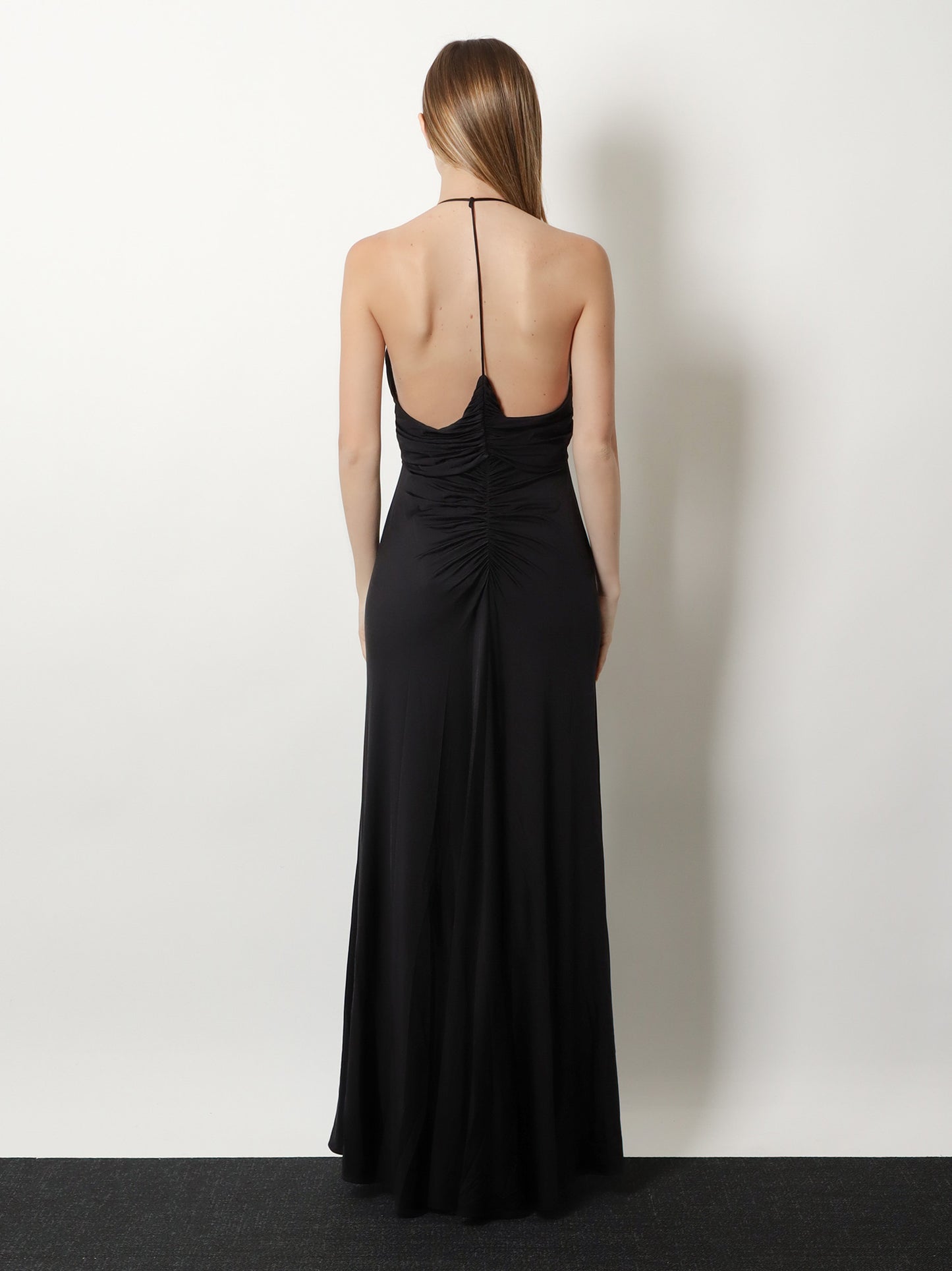 Gathered jersey long dress