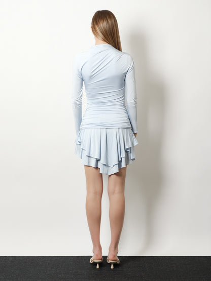 Gathered jersey mini dress thumbnail