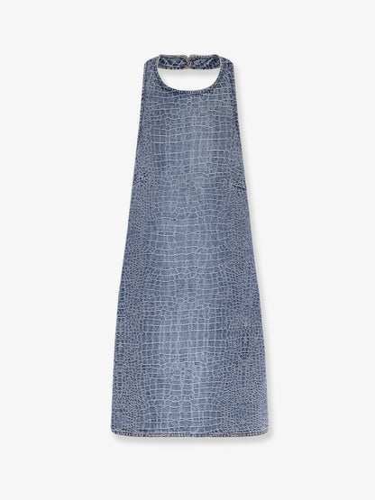 Rhinestone Croc Effect denim dress thumbnail