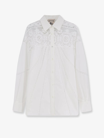 Cotton shirt with lace inserts thumbnail