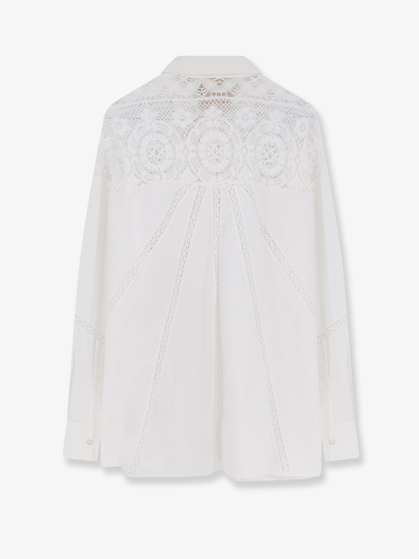 Cotton shirt with lace inserts