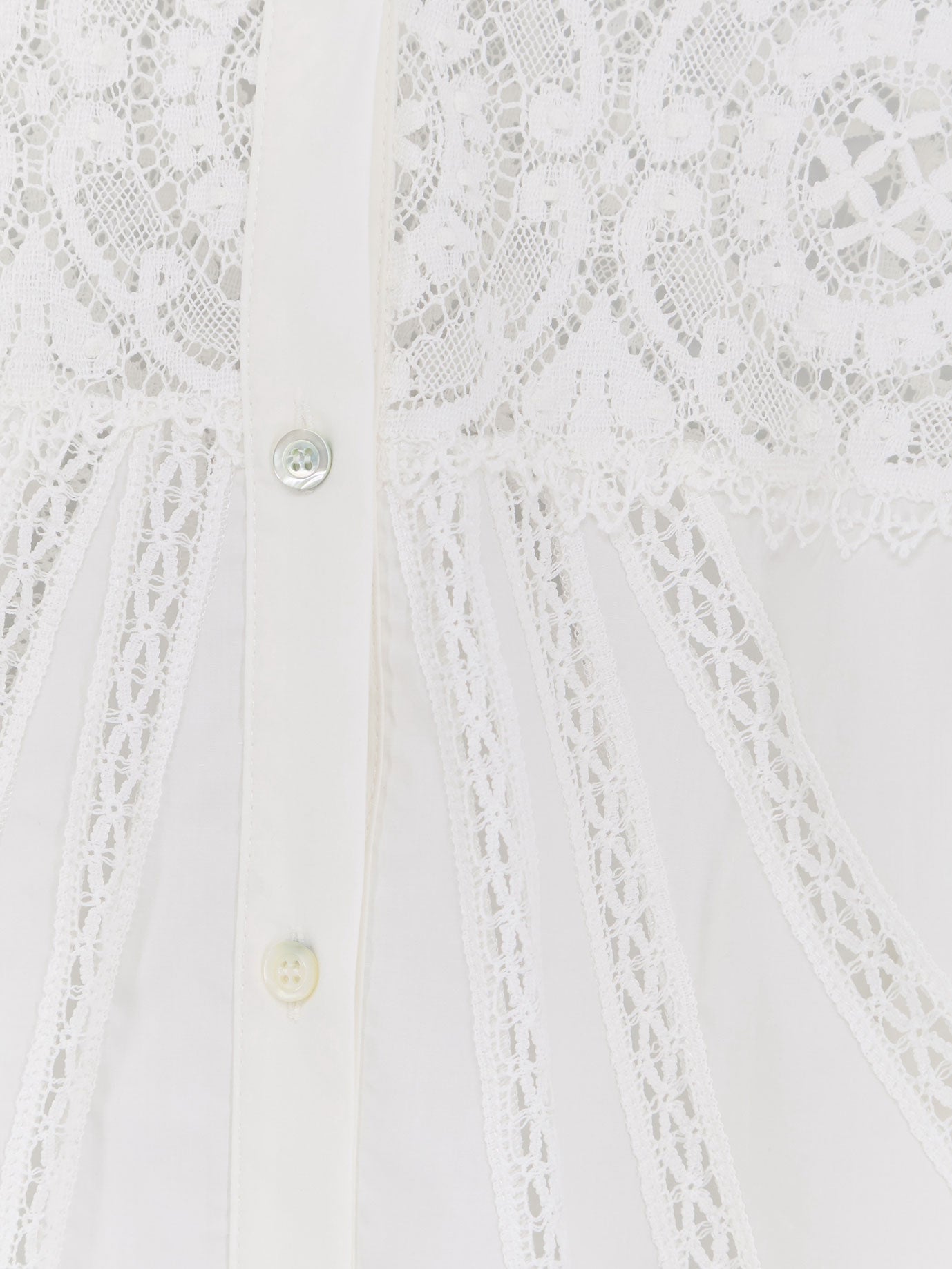 Cotton shirt with lace inserts
