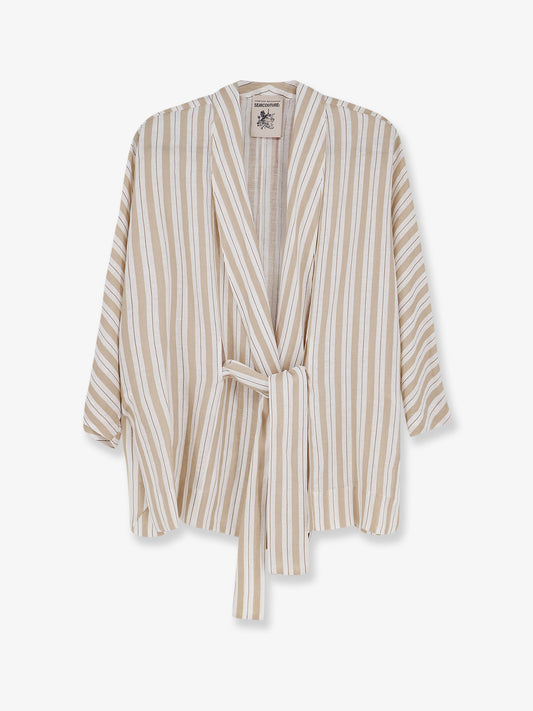 Kimono striped linen shirt