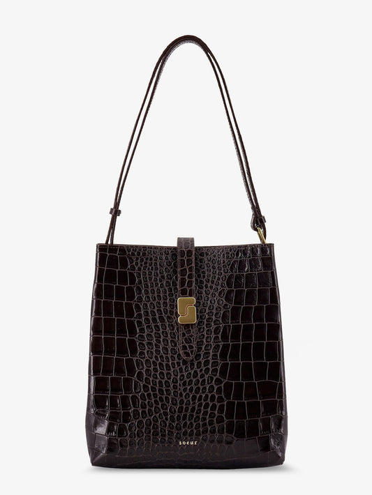 Bello leather shoulder bag with croco effect