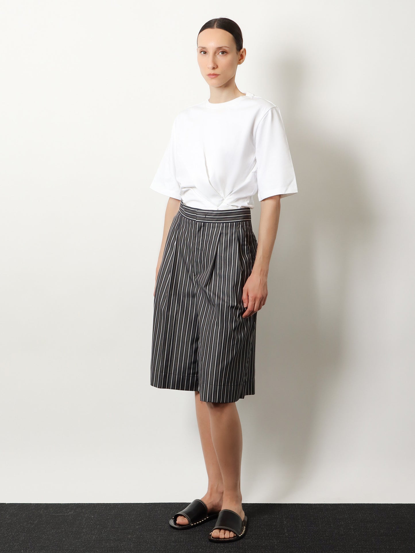Henna striped cotton bermuda shorts