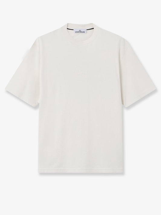 Cotton T-shirt with tone-on-tone logo print on the front