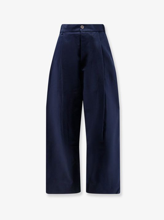 High waist cotton trousers