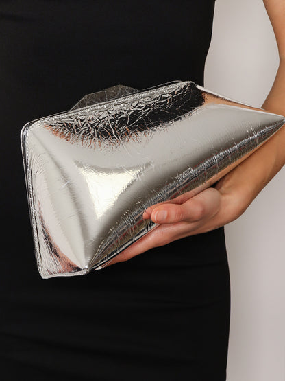 8.30 PM laminated leather clutch bag with logo engraved on the bottom thumbnail