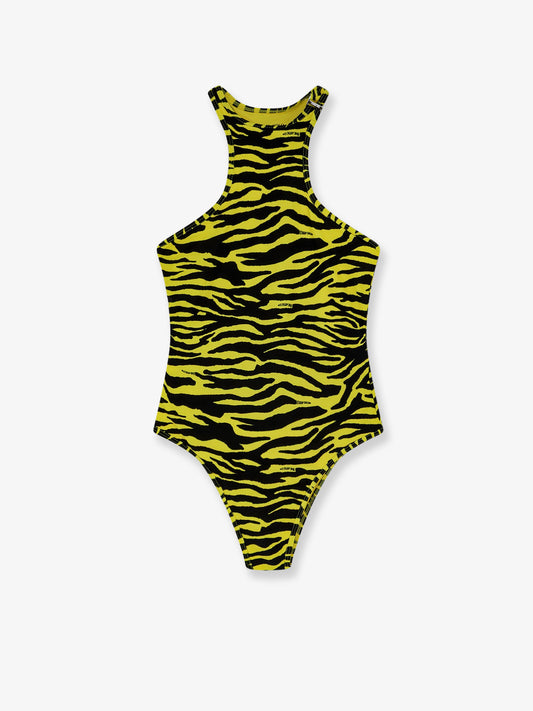Lycra one-piece swimsuit with zebra print