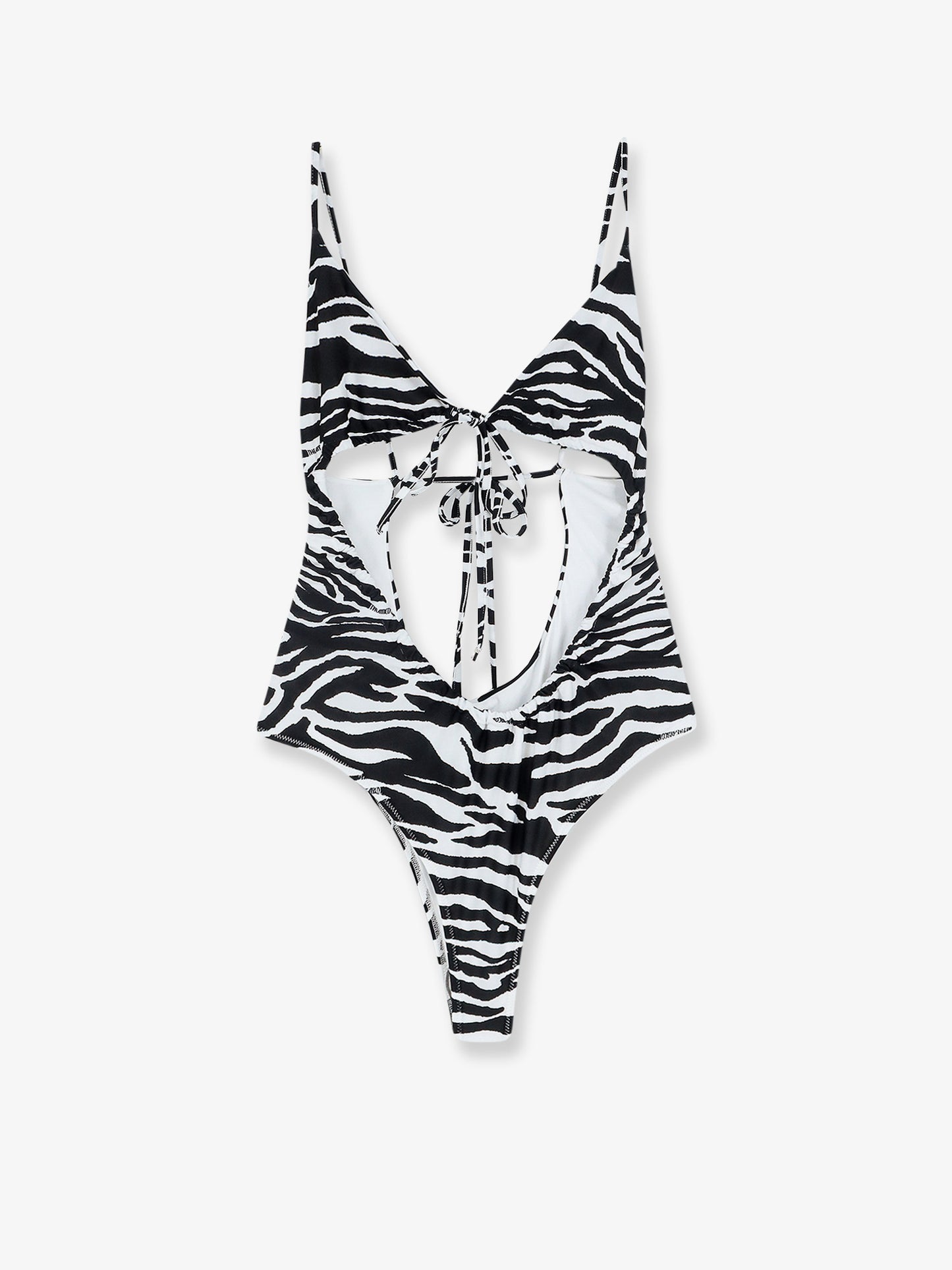 One-piece swimsuit with zebra print