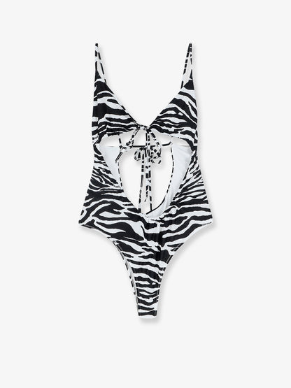 One-piece swimsuit with zebra print thumbnail