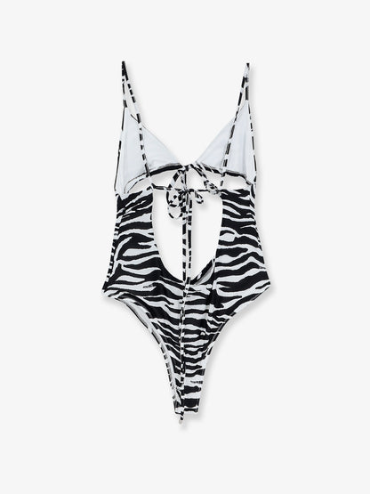 One-piece swimsuit with zebra print thumbnail