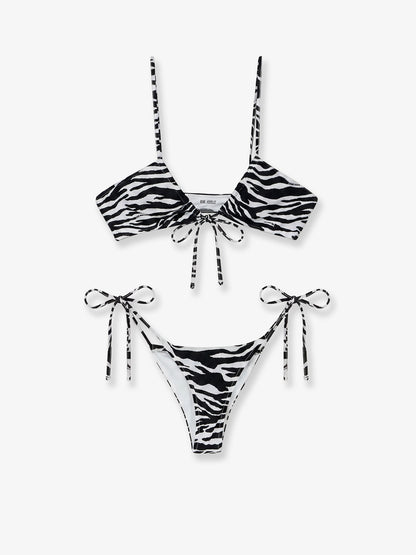 The Attico Il Primo Bagno Lycra Bikini with Zebra Print thumbnail