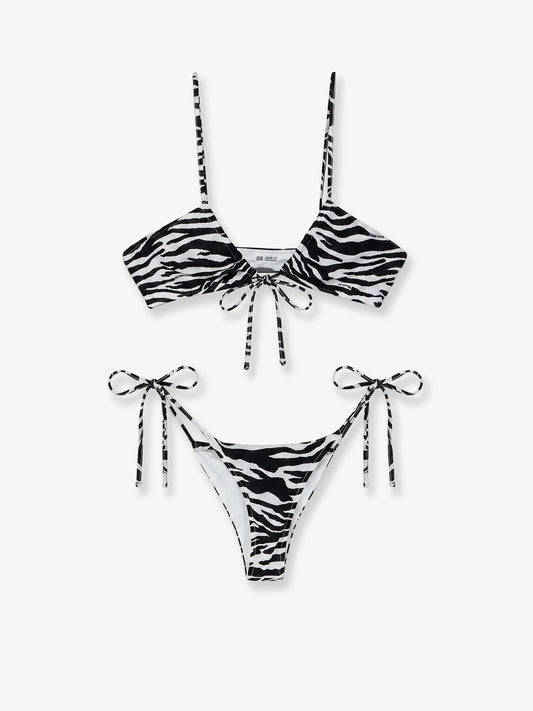 The Attico Il Primo Bagno Lycra Bikini with Zebra Print