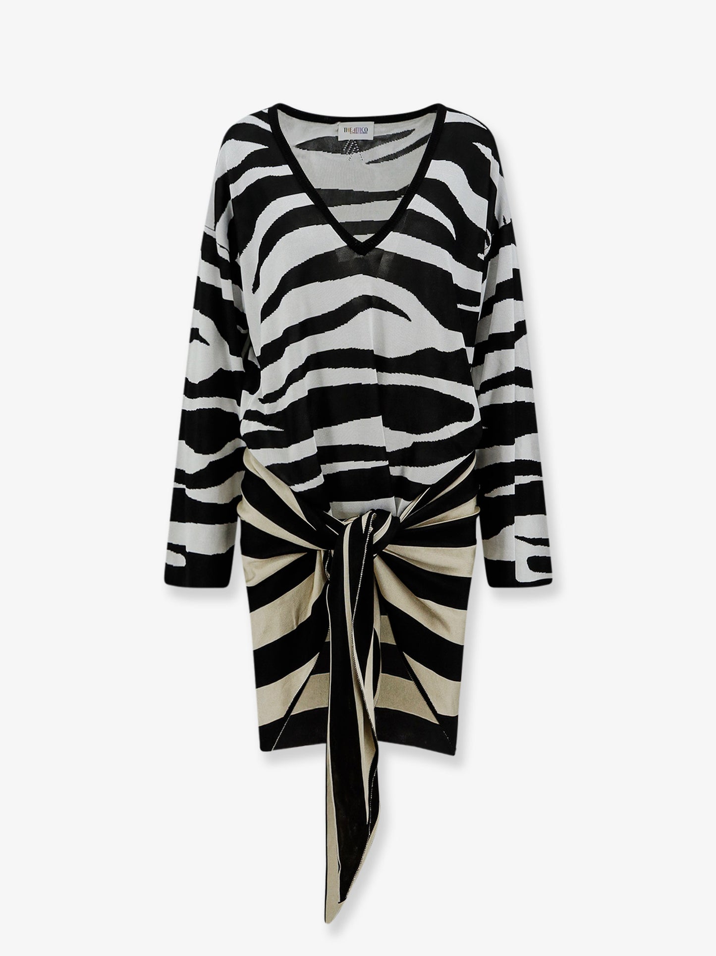 The Attico Il Primo Bagno black/white mini dress