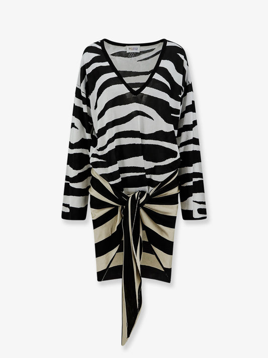 The Attico Il Primo Bagno black/white mini dress