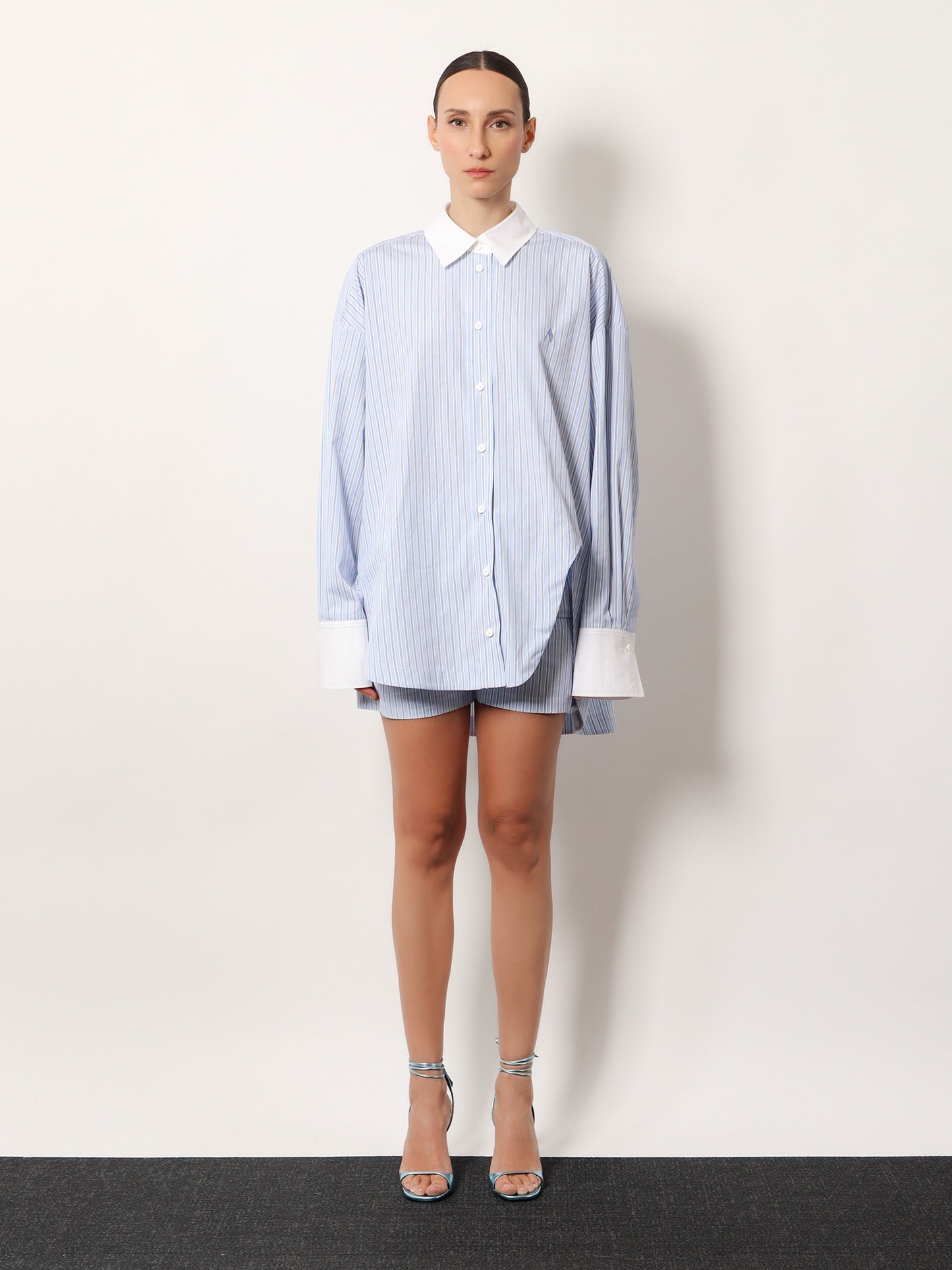 Oversize striped cotton shirt