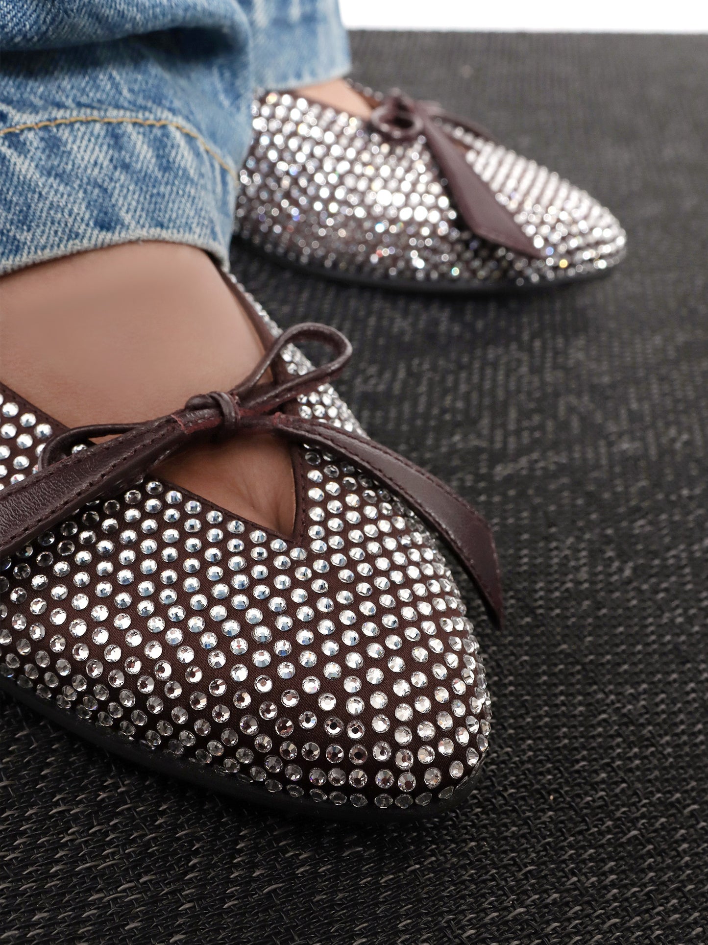 Kali satin ballerinas with all-over rhinestone detail