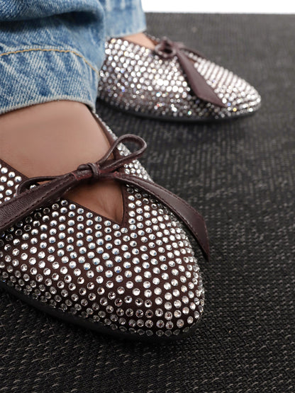 Kali satin ballerinas with all-over rhinestone detail thumbnail