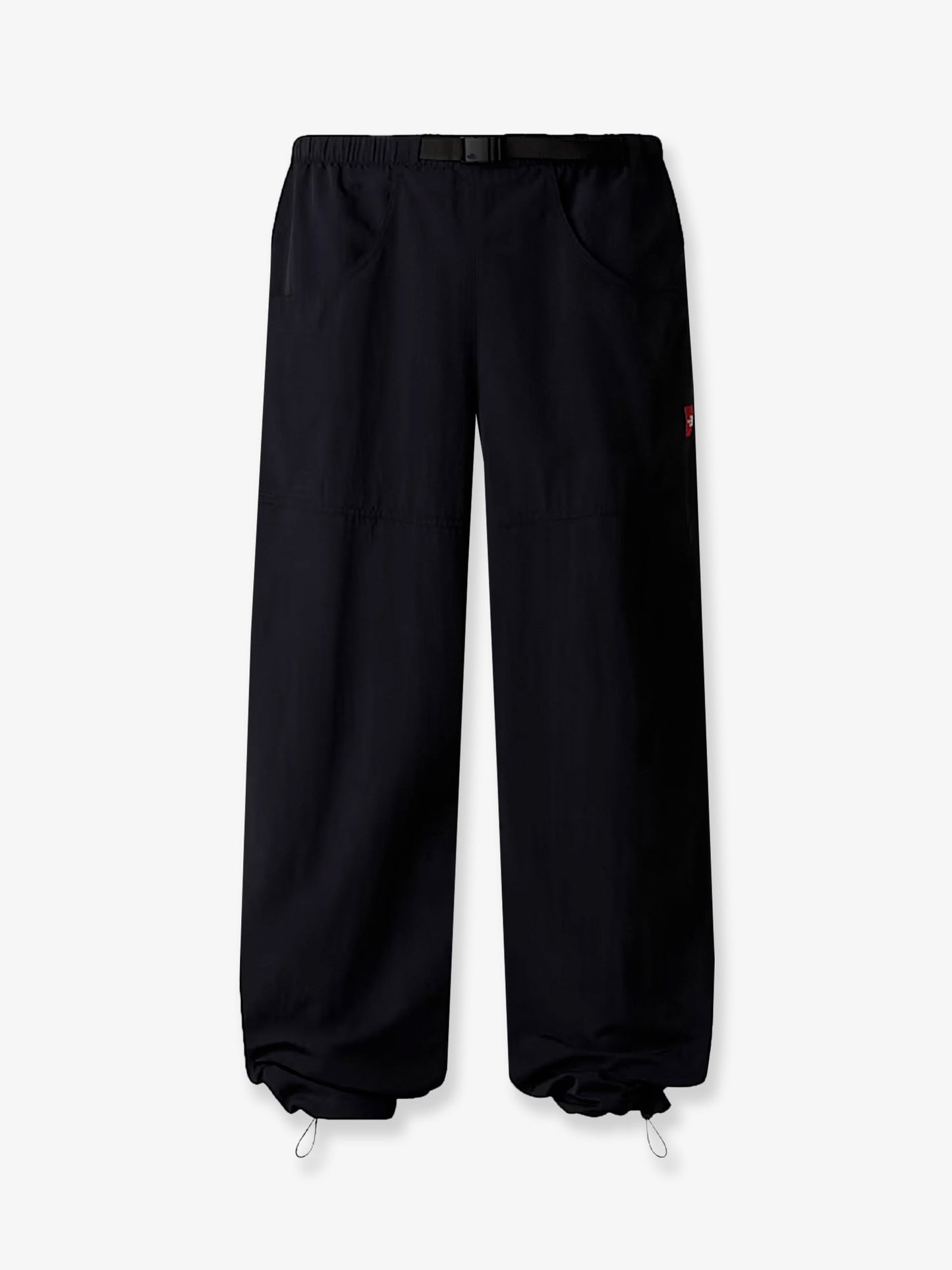 Nylon trousers with front logo patch