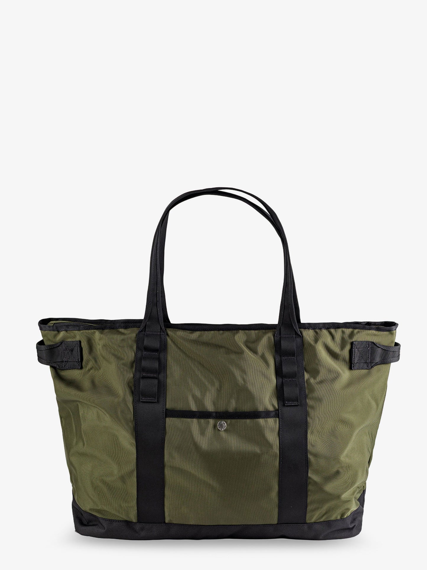 Nylon shoulder bag with logo label on the bottom