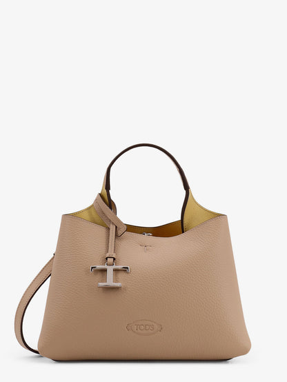 Leather shoulder bag with metal T-Timeless logo thumbnail
