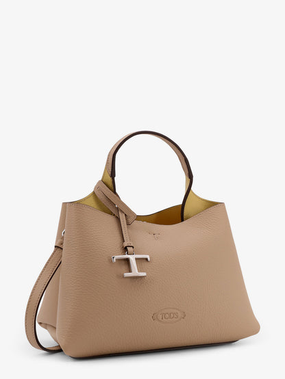 Leather shoulder bag with metal T-Timeless logo thumbnail