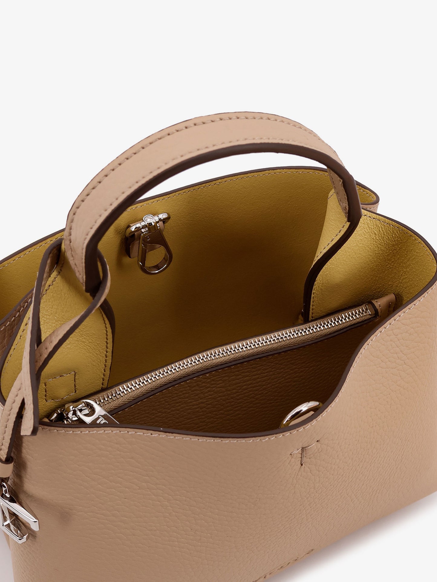 Leather shoulder bag with metal T-Timeless logo