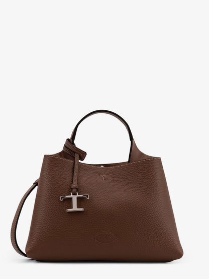 Leather crossbody bag with metal T-Timeless logo thumbnail